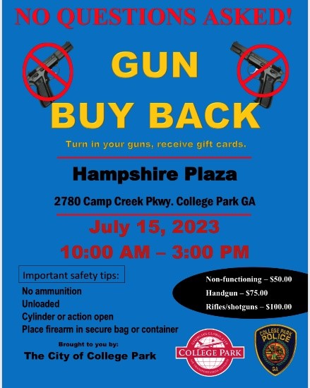 College Park Gun Buy Back Flyer